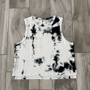 Lululemon Train to Be Tank Shibori Black Coal Tie Dye Seamless Sz 8 Pullover